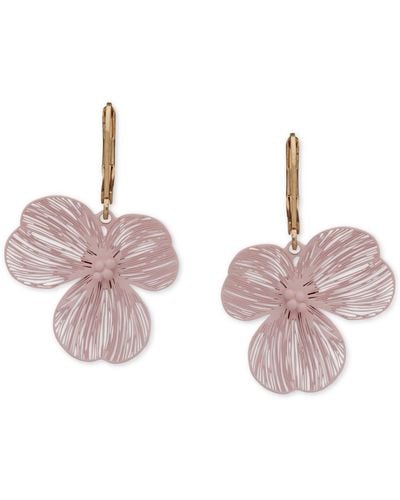 Lonna & Lilly Gold-tone Color Artistic Flower Drop Earrings - Pink