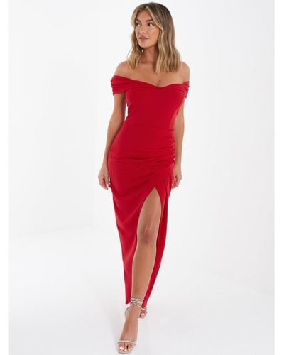 Quiz Off-the-shoulder Maxi Dress - Red