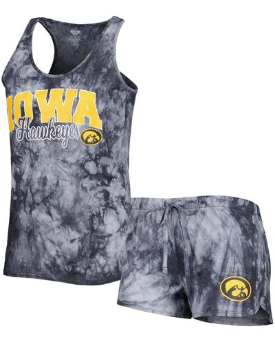 Concepts Sport Iowa Hawkeyes Billboard Tie-dye Tank And Shorts Sleep Set - Blue