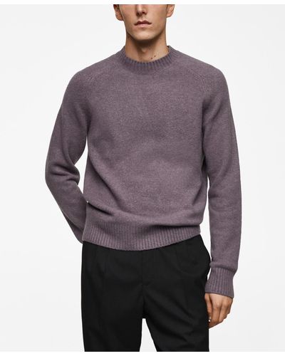 Mango Ribbed Details Knitted Sweater - Purple