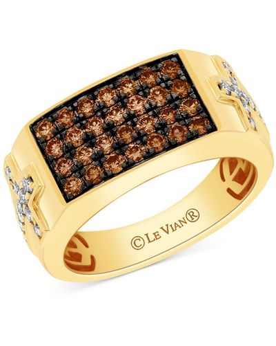 Le Vian Chocolate Diamond (7/8 Ct. T.w.) & Nude Diamond (3/8 Ct. T.w.) Cross Cluster Ring In 14k Gold - Metallic
