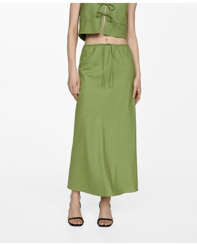 Mango Long Adjustable Bow Skirt - Green