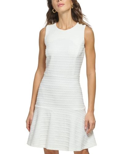 Tommy Hilfiger Petites Jacquard-knit Mini Fit & Flare Dress - White