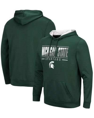 Colosseum Athletics Michigan State Spartans Slash Stack 2.0 Pullover Hoodie - Green