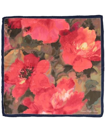 Lauren by Ralph Lauren Watercolor Floral Square Scarf - Red