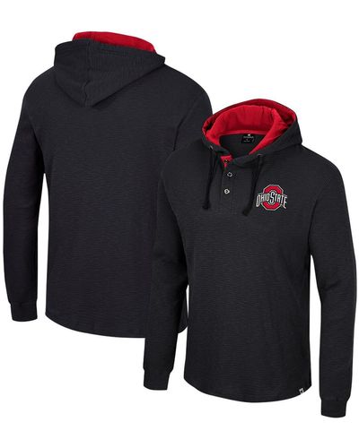 Colosseum Athletics Ohio State Buckeyes Affirmative Thermal Hoodie Long Sleeve T-shirt - Blue