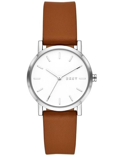 DKNY Soho Leather Strap Watch 34mm - Brown