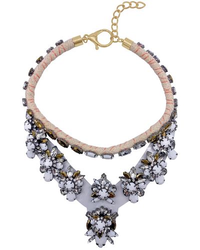 Adornia Floral Statement Rope Necklace - Metallic