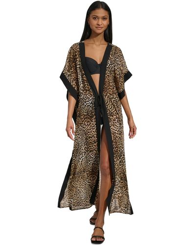 DKNY Tie-front Cover-up Kaftan - Brown