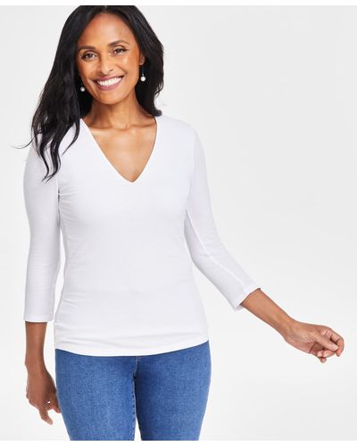 INC International Concepts Ribbed Top, Only At Macy's - White