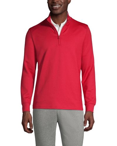 Lands' End School Uniform Quarter Zip Pullover T-shirts - Red