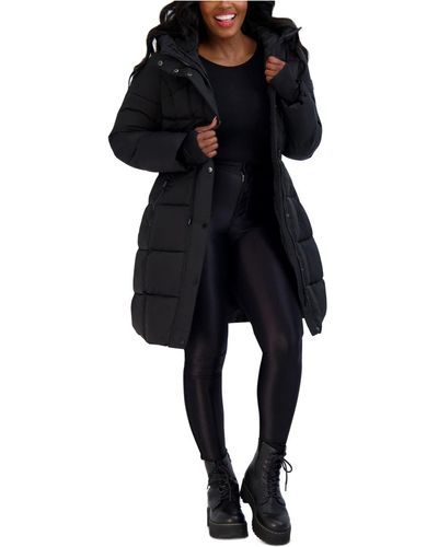 Steve Madden Juniors' Anorak Hooded Puffer Coat - Black