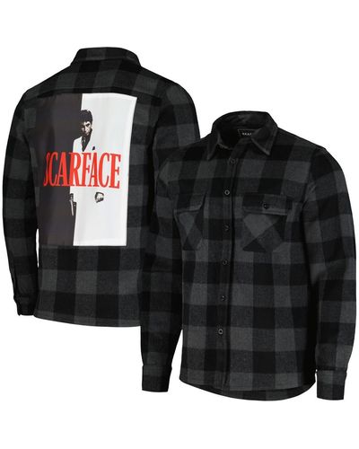 Reason And Scarface Flannel Long Sleeve Button-down Shirt - Black