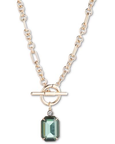 Lauren by Ralph Lauren Pave & Color Stone 17" Pendant Necklace - Metallic