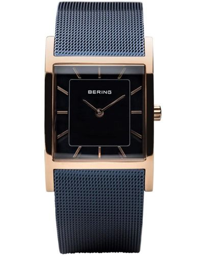 Bering Ladies' Classic Tank Case And Mesh Watch - Blue