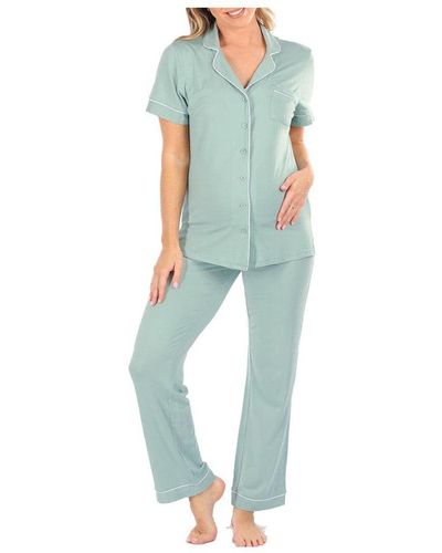 ANGEL MATERNITY Short Sleeve 2-piece Pajama - Blue