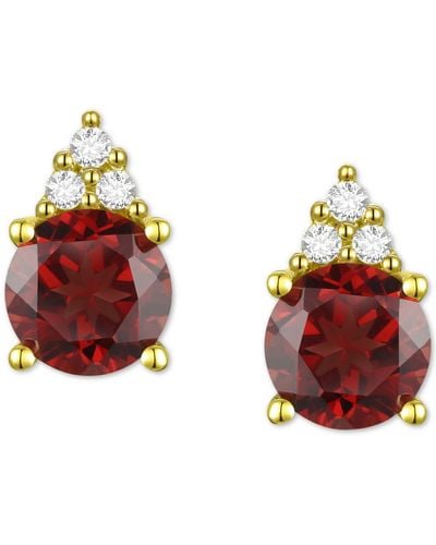 Macy's Gemstone & Diamond Accent Stud Earrings - Red