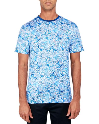 Society of Threads Regular-fit Paisley Performance T-shirt - Blue