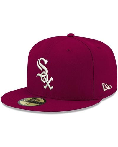 KTZ Chicago White Sox Logo White 59fifty Fitted Hat - Purple