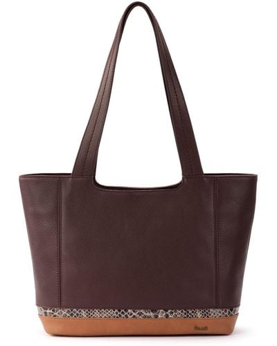 the sak Mahogany Snake Block De Young Leather Tote