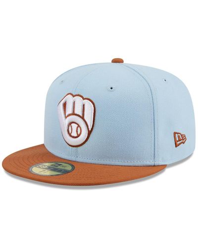 KTZ /brown Milwaukee Brewers Spring Color Basic Two-tone 59fifty Fitted Hat - Blue