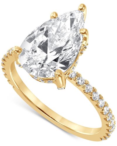 Badgley Mischka Certified Lab Grown Diamond Pear Halo Engagement Ring (3-3/8 Ct. T.w. - Metallic