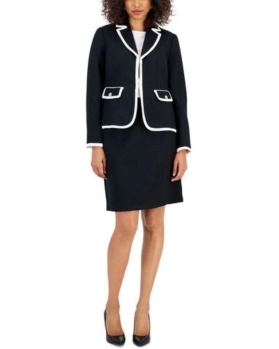 Nipon Boutique Sparkle Contrast-trim Jacket & Pencil Skirt Suit - Black