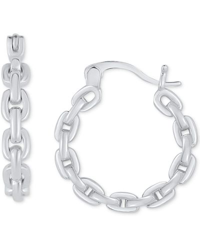 Giani Bernini Polished Chain Link Small Hoop Earrings - White