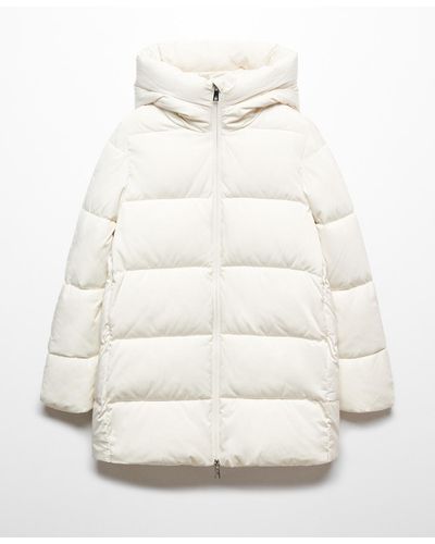 Mango Hood Quilted Coat - Natural
