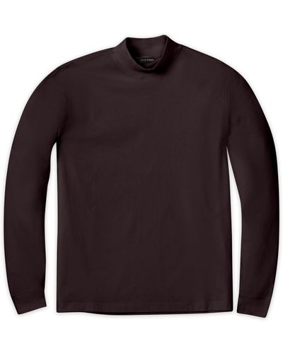 Scott Barber Pima Mock Turtleneck T-shirt - Brown