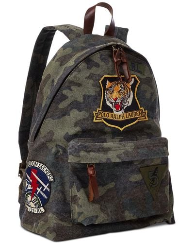 Polo Ralph Lauren Tiger-patch Canvas Backpack - Black