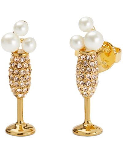 Kate Spade Gold-tone Crystal & Imitation Pearl Stud Earrings - Metallic