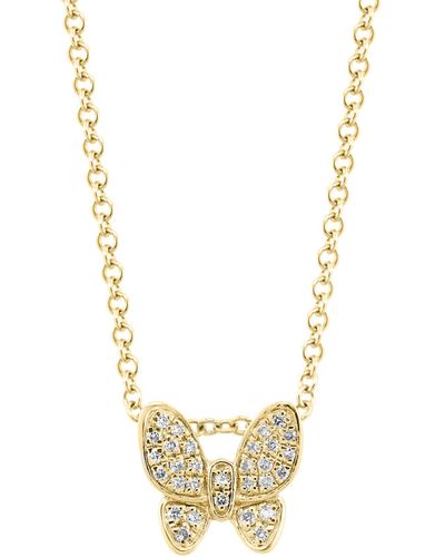 Effy Effy Diamond Pave Butterfly 18" Pendant Necklace (1/10 Ct. T.w. - Metallic