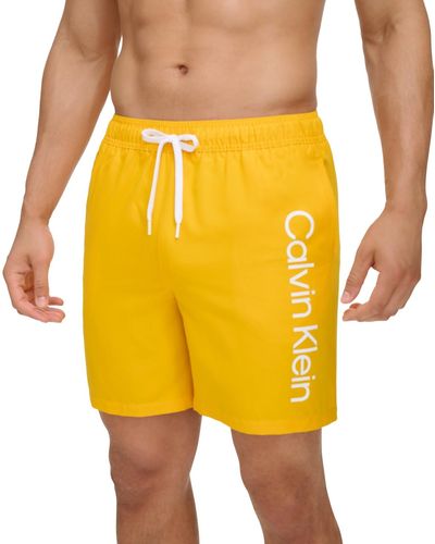 Calvin Klein Core Logo-print 7" Volley Swim Trunks - Yellow