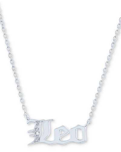 Macy's Diamond Accent Zodiac Name 18" Pendant Necklace - White