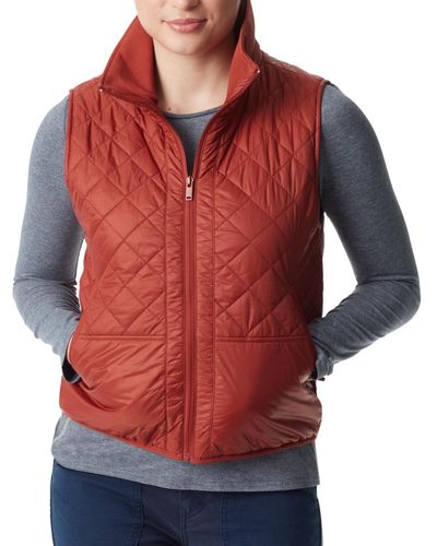 BASS OUTDOOR Quilted Zip-front Sleeveless Vest - Red