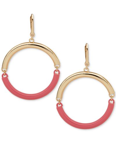 DKNY Gold-tone & Color Spit Hoop Drop Earrings - Metallic