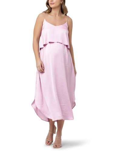 Ripe Maternity Maternity Nursing Slip Satin Dress - Pink