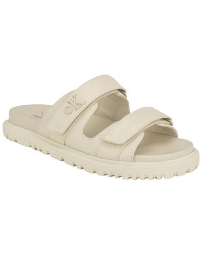 Calvin Klein Donnie Double Adjustable Strap Sandals - White