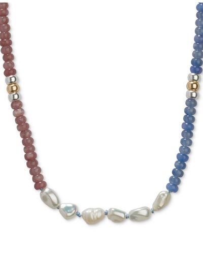 Lucky Brand Two-tone Mixed Bead Single Strand Necklace - White