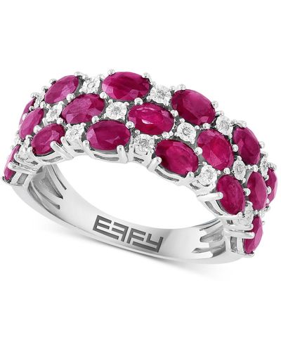 Effy Effy® Ruby (1-7/8 Ct. T.w.) & Diamond (1/20 Ct. T.w.) Cluster Ring In Sterling Silver - Pink
