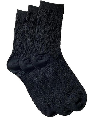 Stems Three Pack Cable Knit Crew Socks - Blue