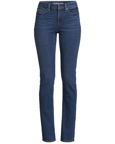 Lands' End Petite Recover Mid Rise Straight Leg Blue Jeans