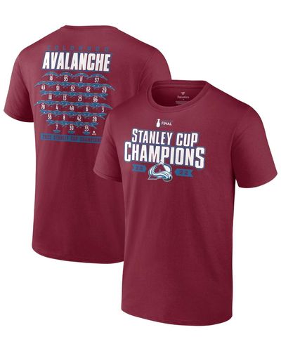 Fanatics Garnet Colorado Avalanche 2022 Stanley Cup Champions Jersey Roster T-shirt - Red