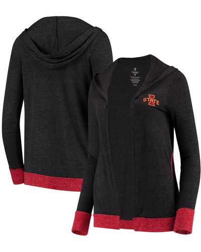 Colosseum Athletics Iowa State Cyclones Steeplechase Open Hooded Tri-blend Cardigan - Black