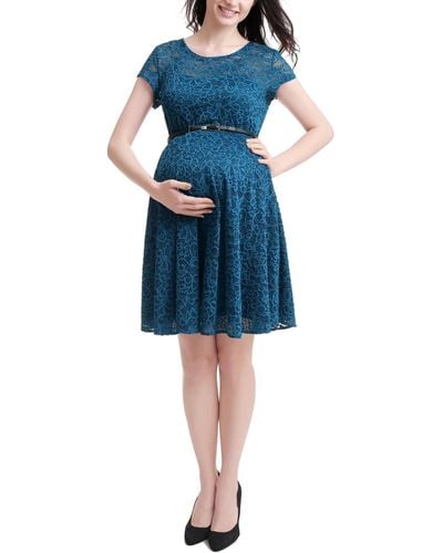Kimi + Kai Kimi + Kai Maternity Olivia Lace Skater Dress - Blue