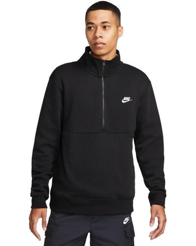 Nike Sportswear Club Brushed Back Half-zip Pullover - Black