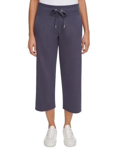Calvin Klein Cropped Drawstring-waist Pants - Blue