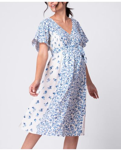 Seraphine Floral Maternity Nursing Dress - Blue