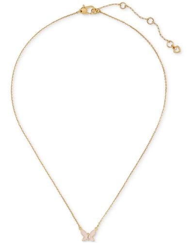 Kate Spade Gold-tone Cubic Zirconia & Colored Butterfly Pendant Necklace - White